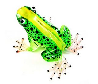 Lampwork Collectible Miniature Hand Blown Art Glass Frog,  Green Figurine