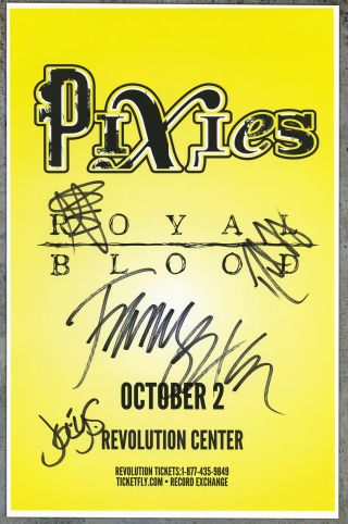 Pixies Autographed Gig Poster Black Francis,  David Lovering,  Joey Santiago,  Paz