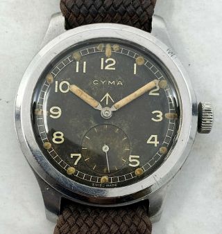 Vintage Cyma " Dirty Dozen " Www British Military Wristwatch Rare Nr