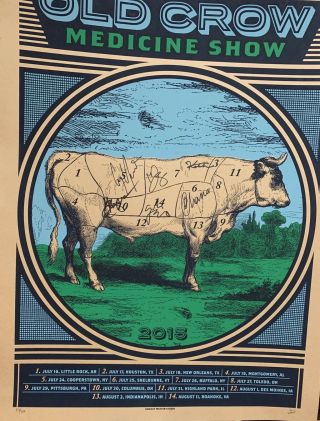 Old Crow Medicine Show 2015 Tour Official Show Poster Signed 2