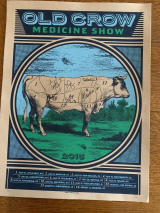 Old Crow Medicine Show 2015 Tour Official Show Poster Signed 3