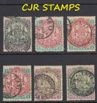 Rhodesia 1896 Arms W/ Tati Cancels (6 X Stamps To 8d) - Fine
