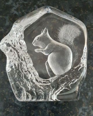 Mats Jonasson Squirrel Paperweight Hand Crafted Crystal