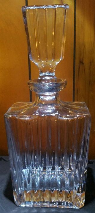 Mikasa Park Lane Crystal 12 " Square Ribbed Decanter With Stopper West Germany