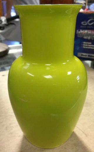 Carlo Moretti Green Glass Vase Murano Italy 5 " Tall 3 " Diameter
