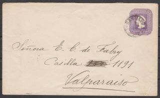 Chile 1897 Cover On Stationery Envelope Colon 5c - Santiago Valparaiso