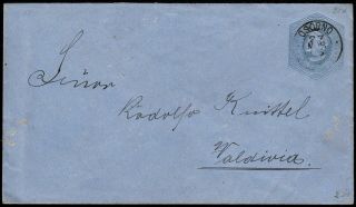 Chile 1895 Cover On Stationery Envelope Osorno To Valdivia