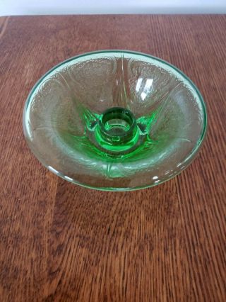 Vintage Hazel Atlas Glass Company Green Royal Lace Rolled Candlestick C.  1935