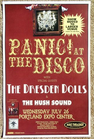 Panic At The Disco & Dresden Dolls 2006 Gig Poster Portland Oregon Concert