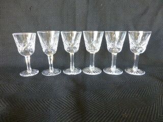 Six Lismore Waterford Crystal Cordial Or Liquor Glasses
