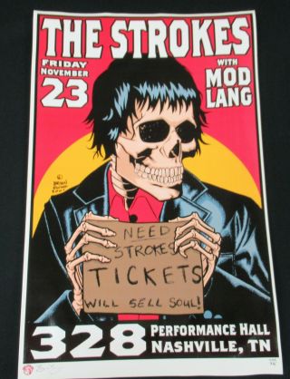 The Strokes Nashville 2001 Brian Ewing Limited Signed Numbered Concert Poster