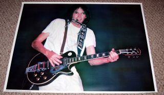 Neil Young Rust In Concert W/ Gibson Les Paul Guitar & Harmonica Poster 1980 Uk