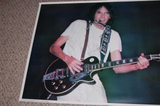 NEIL YOUNG Rust In Concert w/ Gibson Les Paul Guitar & Harmonica Poster 1980 UK 2
