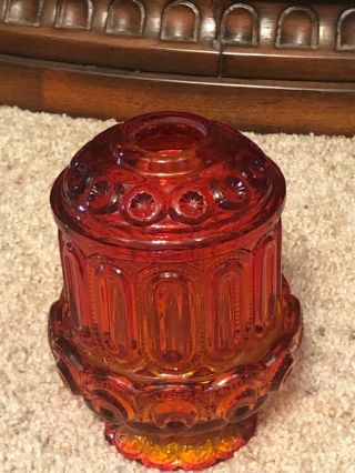 Moon And Stars Glass Courting Lamp Fairy Candle Orange Amberina