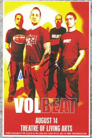 Volbeat Autographed Gig Poster Michael Poulsen,  Jon Larsen,  Anders Kjølholm