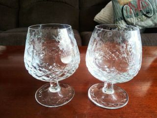Rogaska Crystal Gallia Pair/ 2 Brandy Snifter Glasses Handcrafted Etched Floral