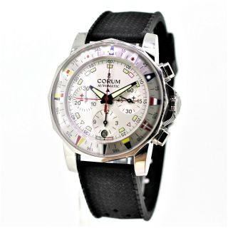 Gents Corum Admirals Cup Chronograph - White Dial - Display Back - Automatic
