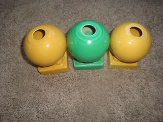 Fiesta Ware 4 " Tall Bulb Ball Candle Holders 2 Yellow One Green Fiestaware Hlc