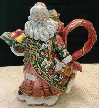 Fitz And Floyd Father Christmas Santa Pitcher 1995 10 " Tall