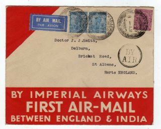 India 1929 Imperial Airways First Air Mail Illustrated Env.  Karachi To Uk,