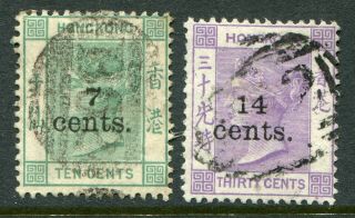 Hong Kong Qv 1891 (a) 7c/10c,  14c/30c Sg 43 & 44 (cat.  £90)