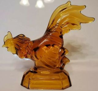Amber Glass Rooster L.  E.  Smith Ending Depression Era Glass