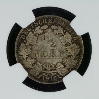1/2 Mark 1916 - E Ngc Ms65 German Empire Silver Coin Gem Bu Great Luster