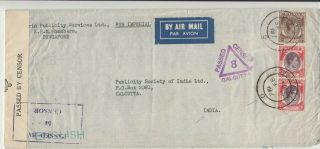 Malaya / Straits Settlements / Singapore / Airmail / India / Censorship