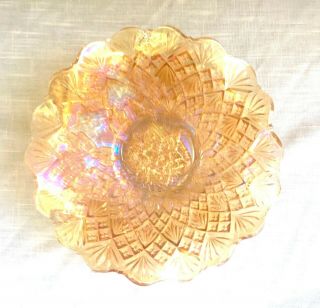 Antique Millersburg Nesting Swan Carnival Art Glass Ruffled Bowl Marigold