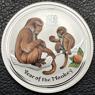 2016 Colorized Australia Year Of The Monkey 1/2 Oz.  999 Fine Silver Coin (9141)