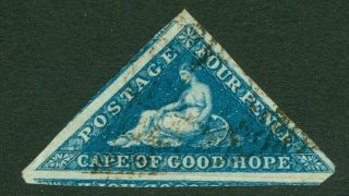 Sg 19 Cape Of Good Hope 1863 - 64.  4d Deep Blue.  Fine,  Close To Huge Marg.