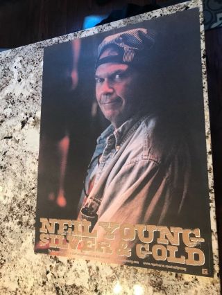 Neil Young Promo Only Poster 24x18 Silver & Gold From His Live Concert 2000