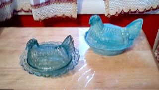 Vintage Glass Chicken On Nest Covered Dish