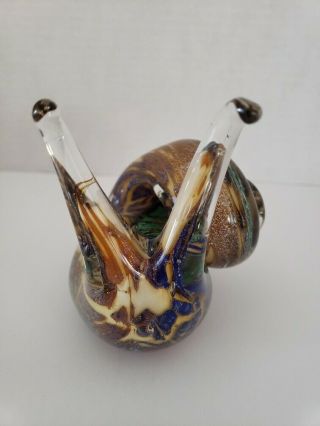 Hand Blown Murano Style Art Glass Snail Blue/Purple/Green/ Gold Paperweight 3