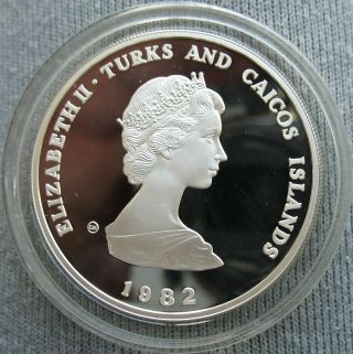 Turks & Caicos Islands 1982 Silver Proof 10 Crowns Year Of The Child