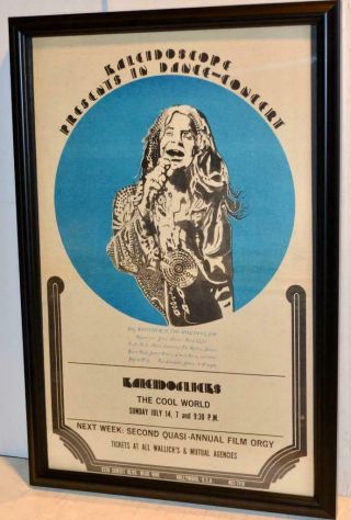 Janis Joplin 1968 Big Brother Kaleidoscope Concert Framed Poster / Ad