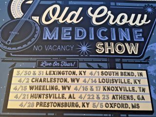 2016 Old Crow Medicine Show OCMS SPRING TOUR Print Poster SIGNED /600 3