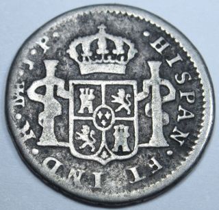 1819 JP Spanish Silver 1/2 Reales Piece of 8 Real Colonial Pirate Treasure Coin 2