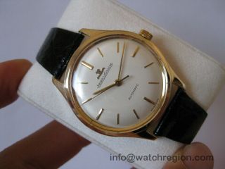 Rare Jaeger Lecoultre 9k Solid Gold Automatic Watch 34mm Box & Paper Serviced