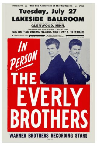 The Everly Brothers at Lakeside Ballroom in Minnesota Concert Poster 1965 12x18 2