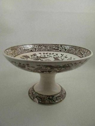 Beatrice By Wedgwood Brown Transferware Footed Compote Tazza