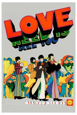 The Beatles All You Need Is Love " Shell Promo 1969 13 X 19