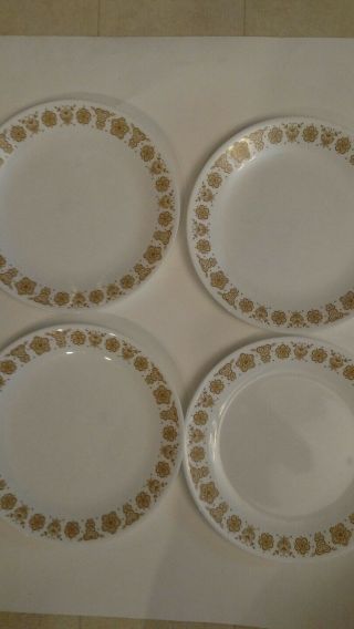 Set Of 4 Corelle Corning Butterfly Gold Dinner Plates Very