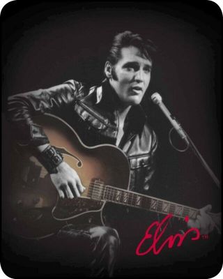 Elvis Presley The King Leather Jacket Faux Fur Mink Queen Size Blanket