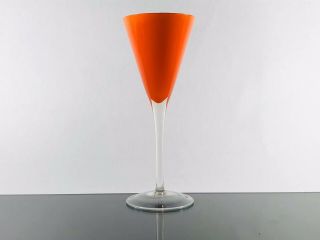 Carlo Moretti Murano Blood Red Cased Glass Martini,  Wine,  Or Flute? 8.  75”