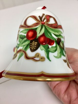 Vintage Tiffany & Co Tiffany Holiday Porcelain Bell Christmas Ornament 3 1/8”