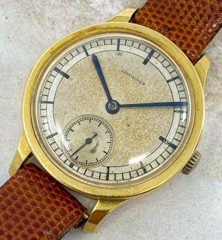 Vintage Longines Time - Only Wristwatch 18kt Yellow Gold Two - Tone Sector Dial NR 2