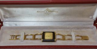 18k Gold Wood Baume Mercier Mid Century Modern Mcm Mens Unisex Vintage Watch
