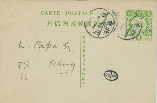 China 1913 1c Flag Stationery Card Printed Peking Club Message,  Comedy