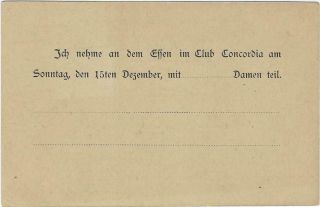 China 1912 1c Falg stationery card printed Club Concordia message 2